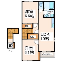 杉上今 徒歩10分 2-2階の物件間取画像